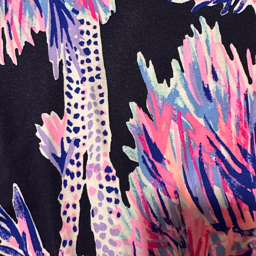 Lilly Pulitzer Palms Up Navy Dress with Pink & Purple Accents - Picture 3 of 5